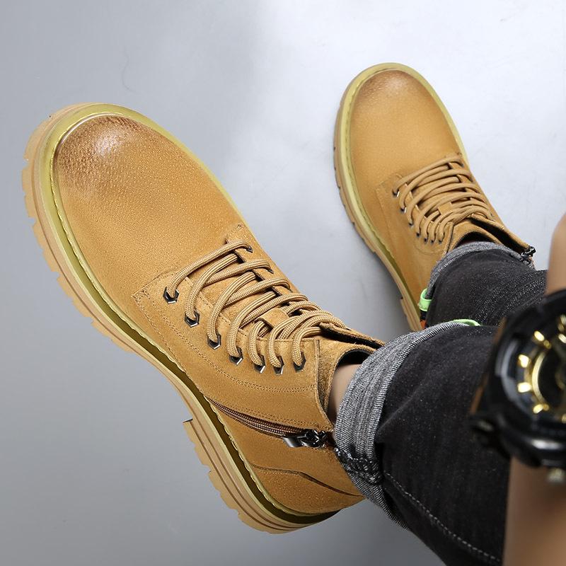American retro Martin boots men's 2025 new autumn and winter leather British style tooling boots men's thick-soled flip leather shoes
