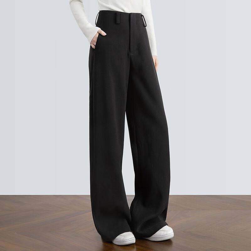 Women's Wool Blend High-Waisted Wide-Leg Pants