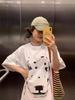2025 Summer Women's Heavyweight Cotton Straight Shoulder Loose Half Sleeve T-Shirt