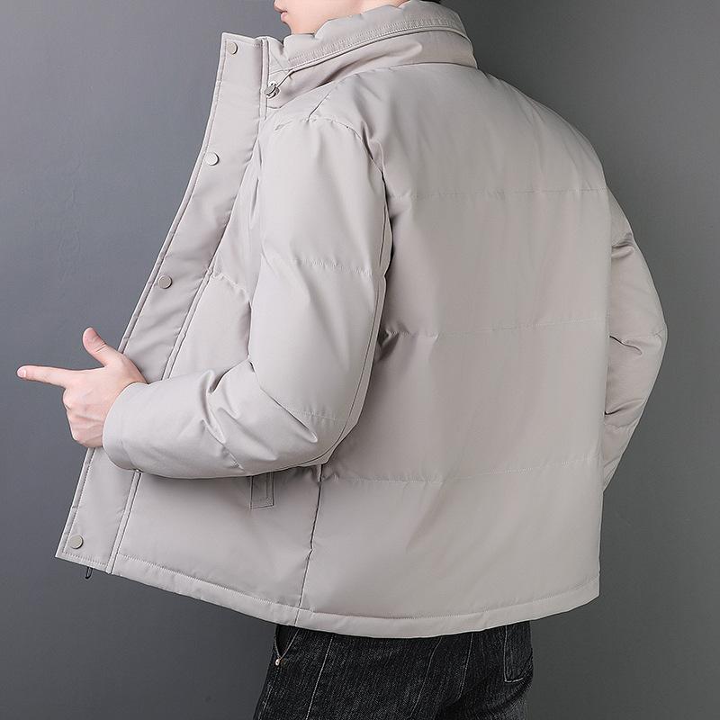 Men's Winter Stand-up Collar Cotton Coat Thickened Warm Casual Jacket Cotton Jacket New Style Down Cotton Jacket Half High Collar
