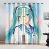 2Pcs Hatsune Miku Watercolor Sailor Uniform Blackout Curtains Soft Pastel Anime Window Drape Fans Room Kids Room Decor Best Gift