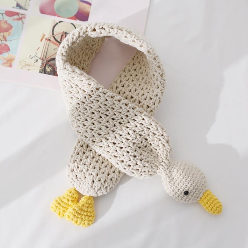Handcrafts Cartoon Knit Scarf Cute Duck Designs Soft Woolen Scarves Wrap for Kids and Teens Winter Cozy Warm Neck Warmer