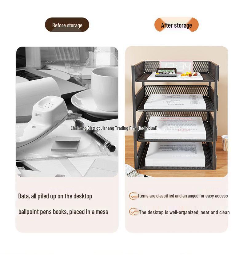 Multi-Layer Metal Desktop File Rack and Document Holder
