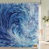 Blue Feather Wave Waterproof Mildew-Resistant Shower Curtain - Elegant Design for a Serene Bathroom Décor Experience