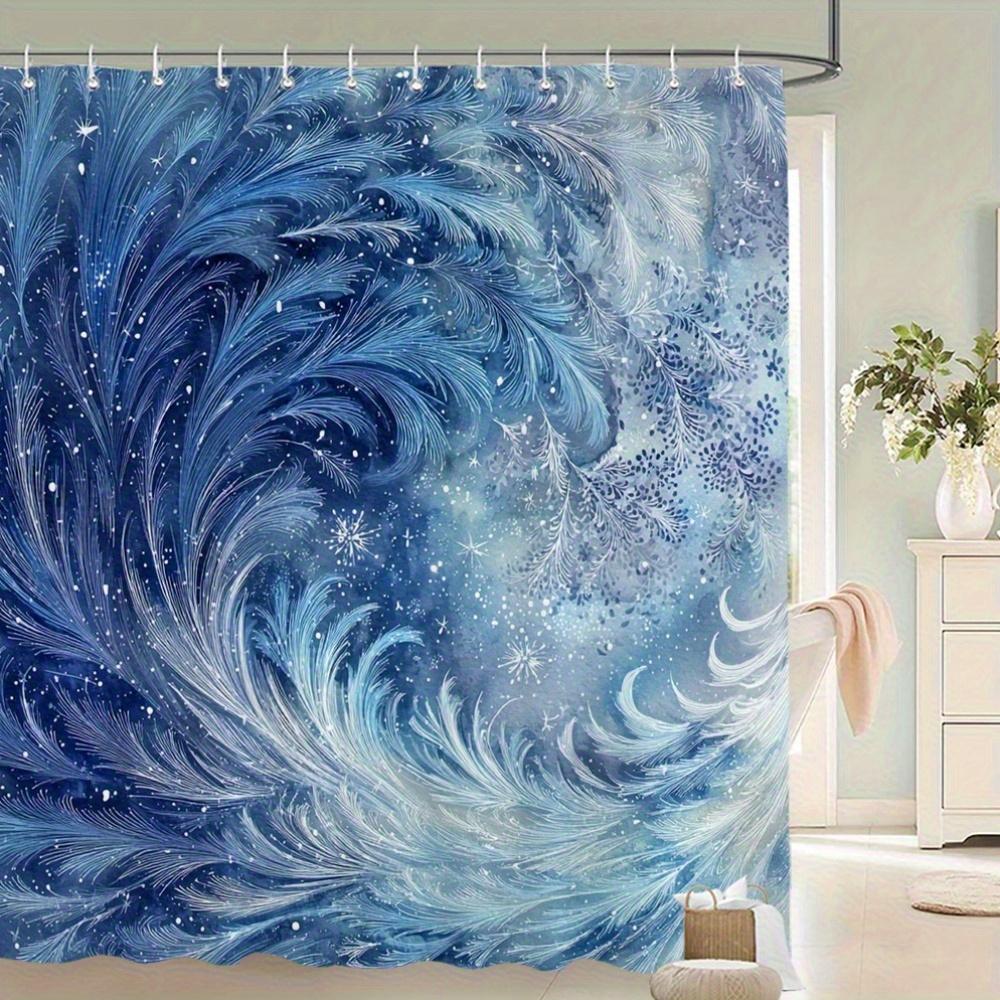 Blue Feather Wave Waterproof Mildew-Resistant Shower Curtain - Elegant Design for a Serene Bathroom Décor Experience