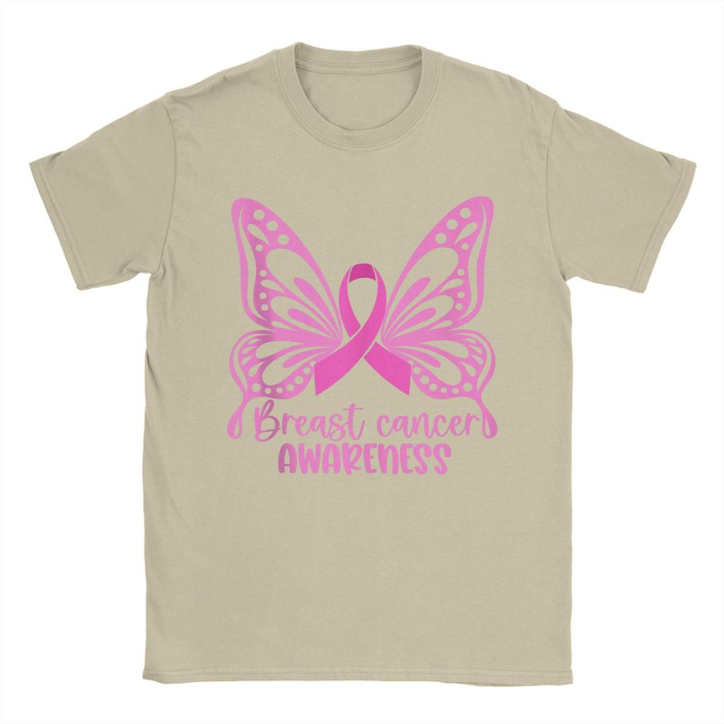 Men's T-Shirts Breast Cancer Awareness Pink Vintage Cotton Tee Shirt Short Sleeve  T Shirts Round Neck Tops Printed