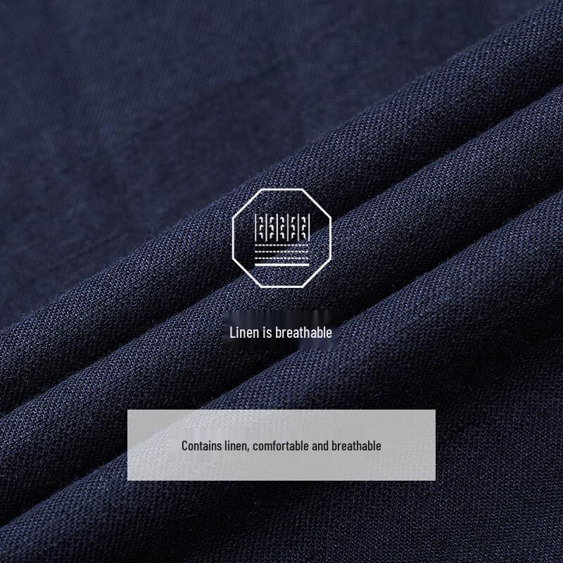 Jiumuwang Men's Linen Blend Short-Sleeve Shirt