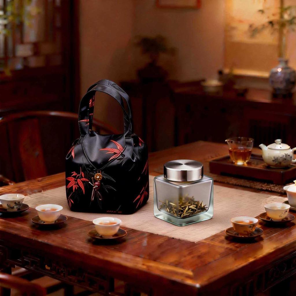 Brocade Tea Set Storage Bag: Portable, Customizable Cloth Bag for Tea Can Storage