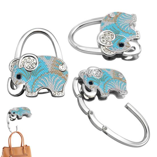 Elephant Handbag Hook Foldable Alloy Bag Hanger with Non-Slip Base Portable