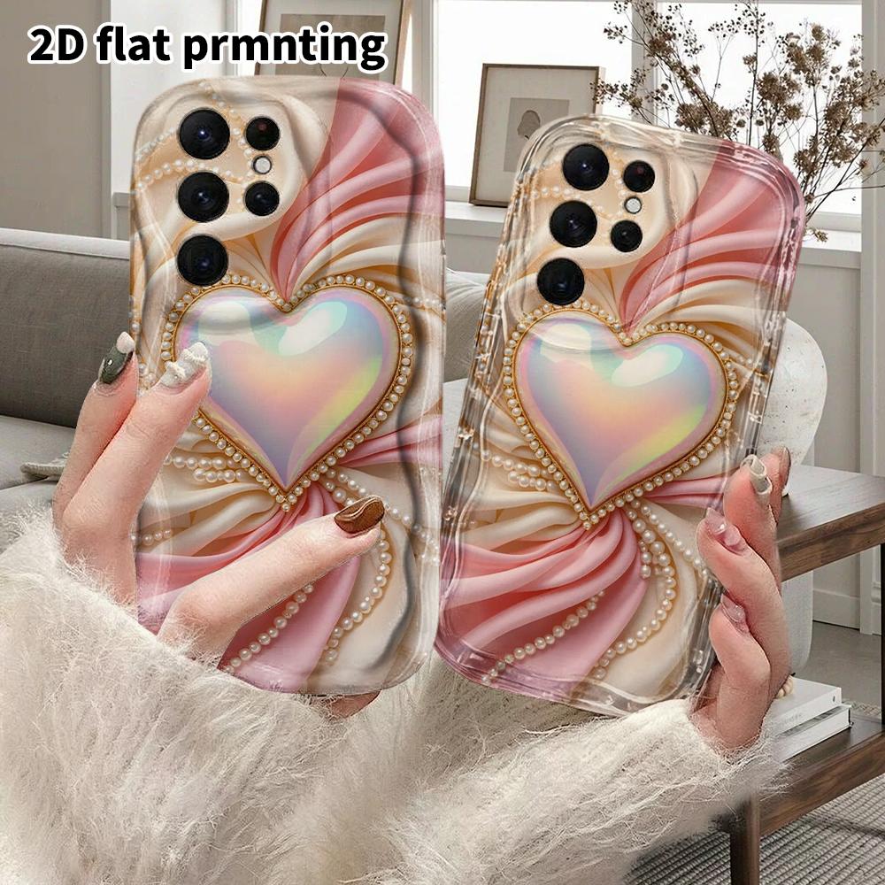 Phone Case: 2D Flat Samsung Galaxy A34 A35 M05 M06 S20 S22 S21 FE Plus 5G Protective Case, Couple Style, Iridescent Heart, Christmas and Halloween Gif