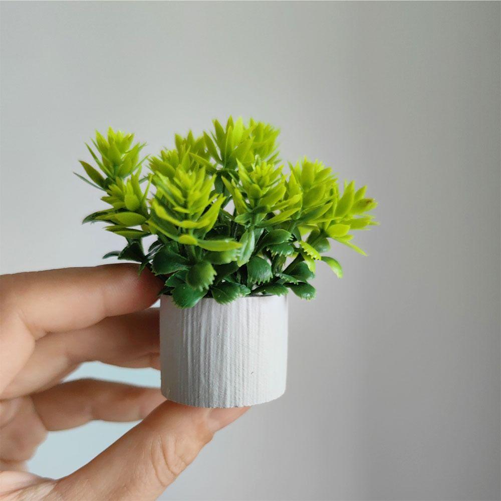 Realistické Miniaturní Zelené Listy Bonsaj Zelený Mini Květináč Dárek Domeček pro Panenky Květina v Květináči