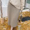 Slim-Fit Pencil Skirt Women's Autumn Winter Knitted Midi Half Skirt High Waist Loose Thickened Straight Bodycon Wool Skirt