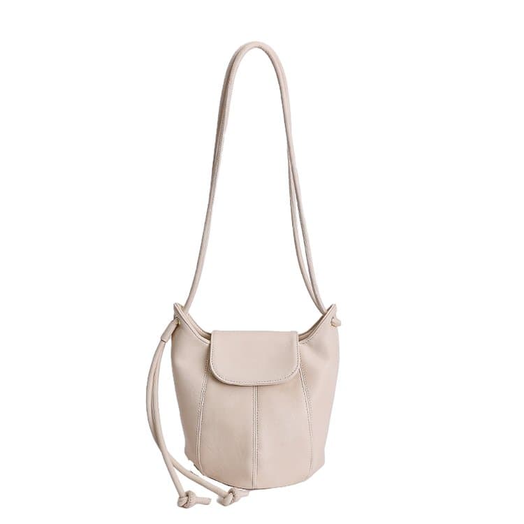 

Soft Leather Flip Bucket Bag Women s Shoulder Messenger Bag