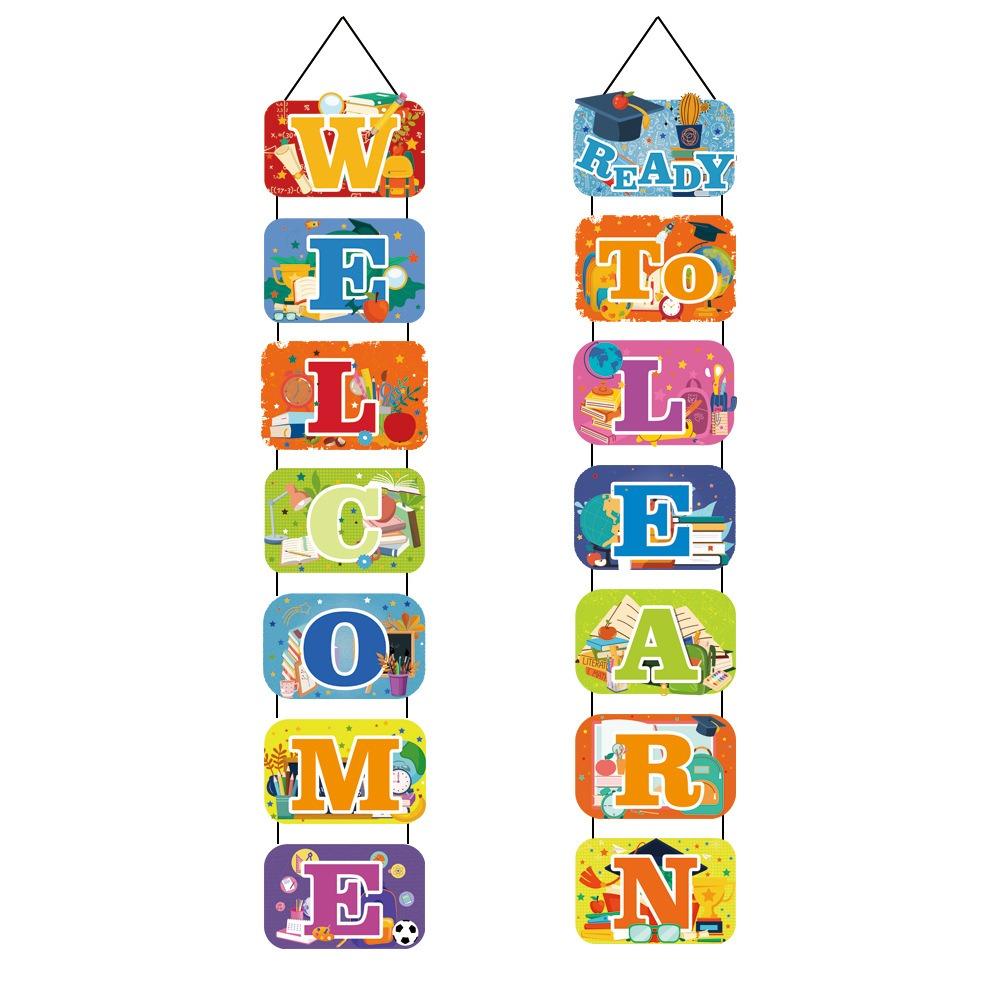

Доска Назад в школу Письмо Баннер Рюкзак Дверь Подвесное украшение Праздничные мероприятия 14pcs/set