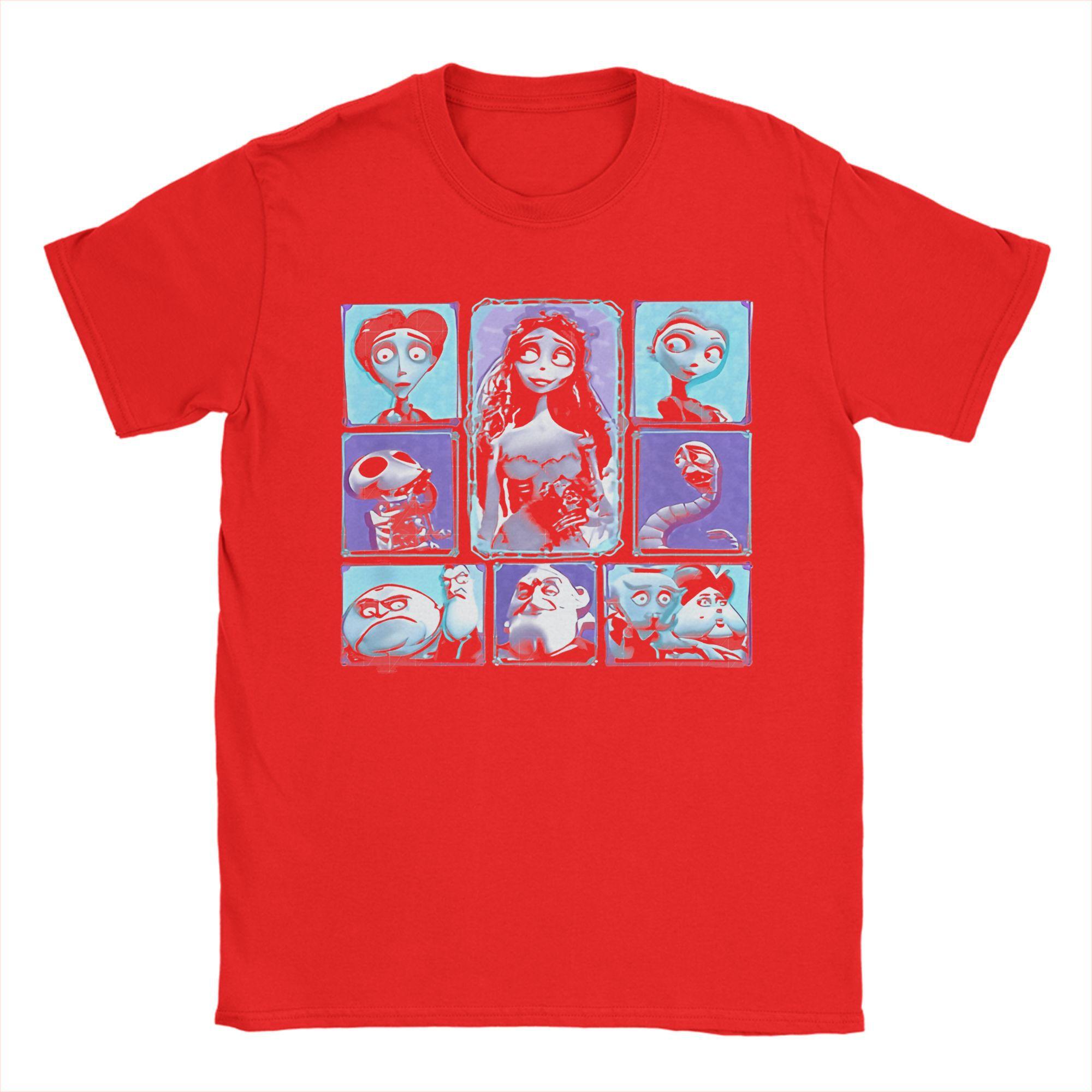 Хлопковая футболка «Труп невесты» Тима Бёртона, мужская, летняя, мультяшная, винтажная, удобная, оригинальная, больших размеров S