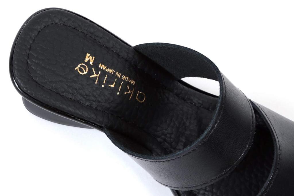 Mule Made in Genuine Double Wedge Size M [Akiriko] Sandals, Japan, Leather, Office, Belt, Approx. 7.5cm, Sole,