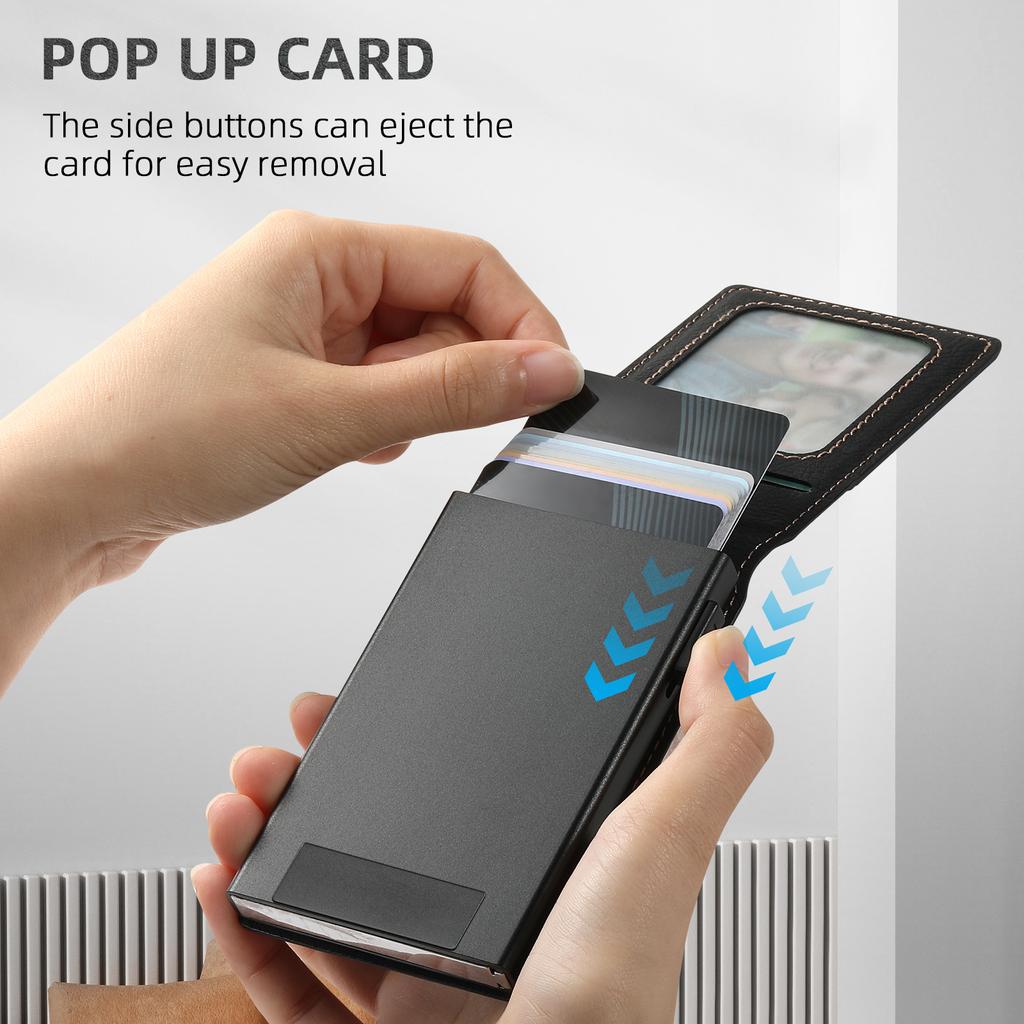 SUTENI H19 For iPhone 16 Pro Magnetic Case Card Holder Kickstand Litchi Texture Leather Back Cover