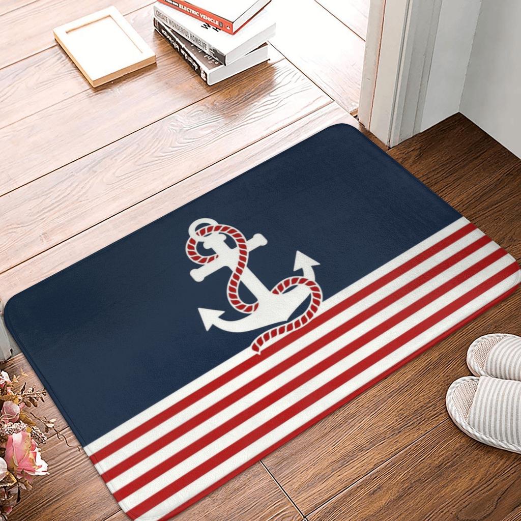 Nautical Anchor Front Door Mat Anti-Slip Indoor Absorbent Sailor Adventure Doormat Floor Bath Entrance Rug Carpet