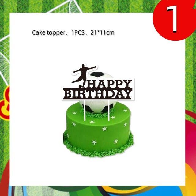 Green Football-themed Birthday Party Tableware Set - Disposable Paper Plates, Cups, Knives, Forks, Spoons and Straws