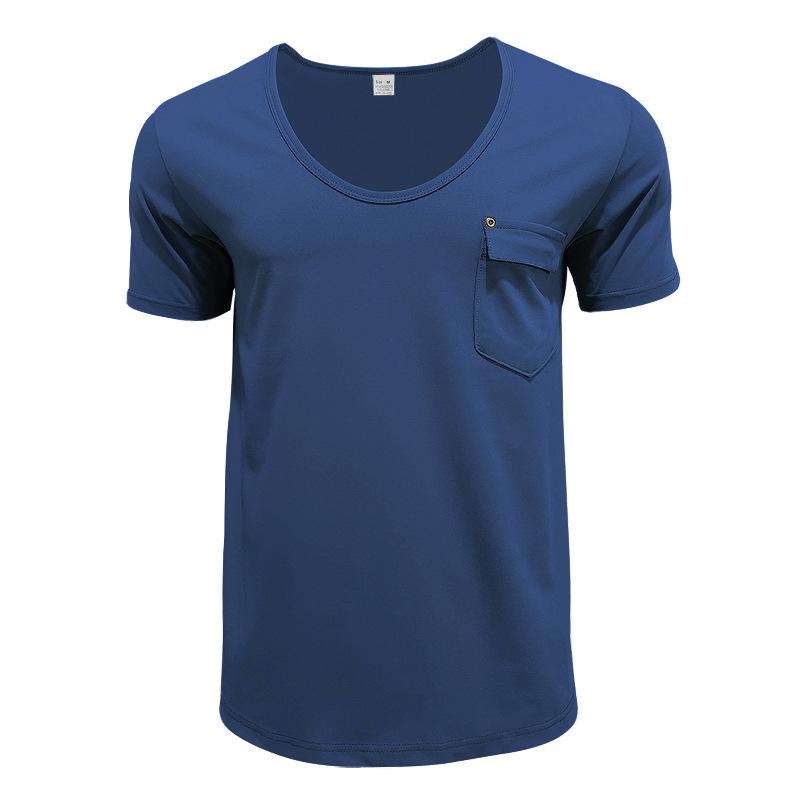 Men S Short Sleeve Round Neck Solid Color T Shirt Big Size Summer