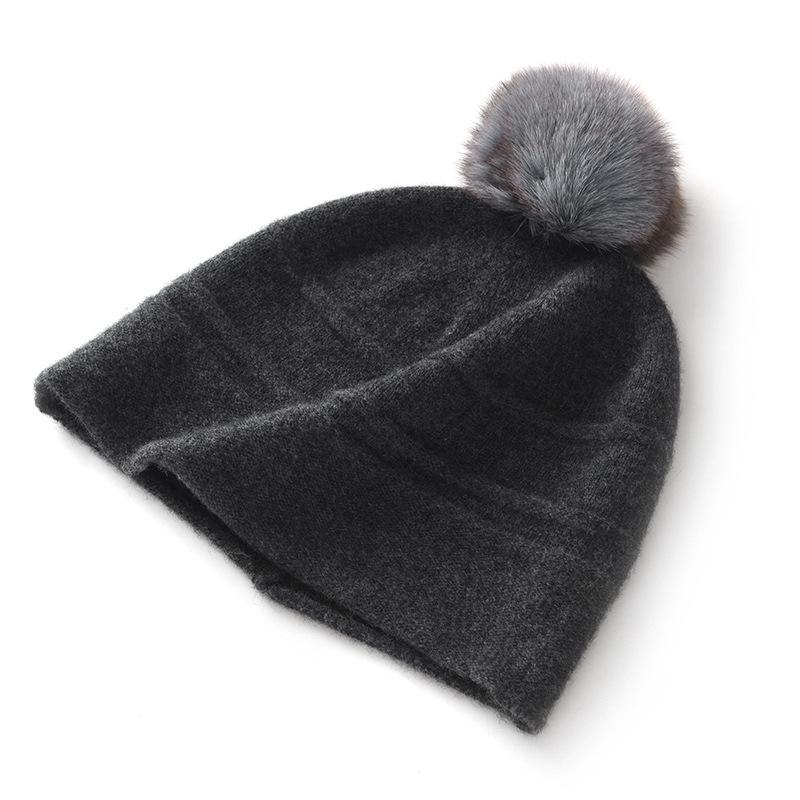 Soft Cashmere Autumn and Winter New Style Women's Fashion Casual Ear Protection Ball Ball Pile Hat Fashionable Knitted Hat