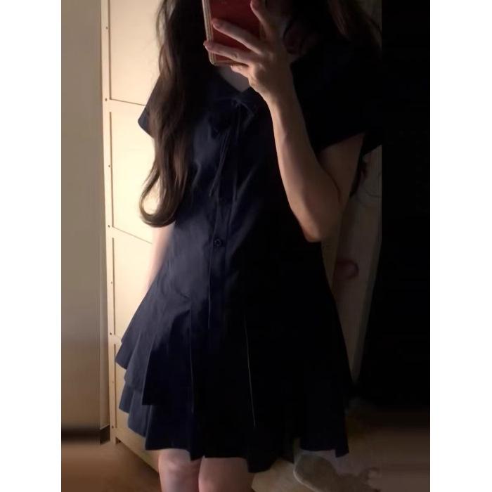 Summer new Korean sweet little man wearing temperament slim and thin niche simple design dress women S