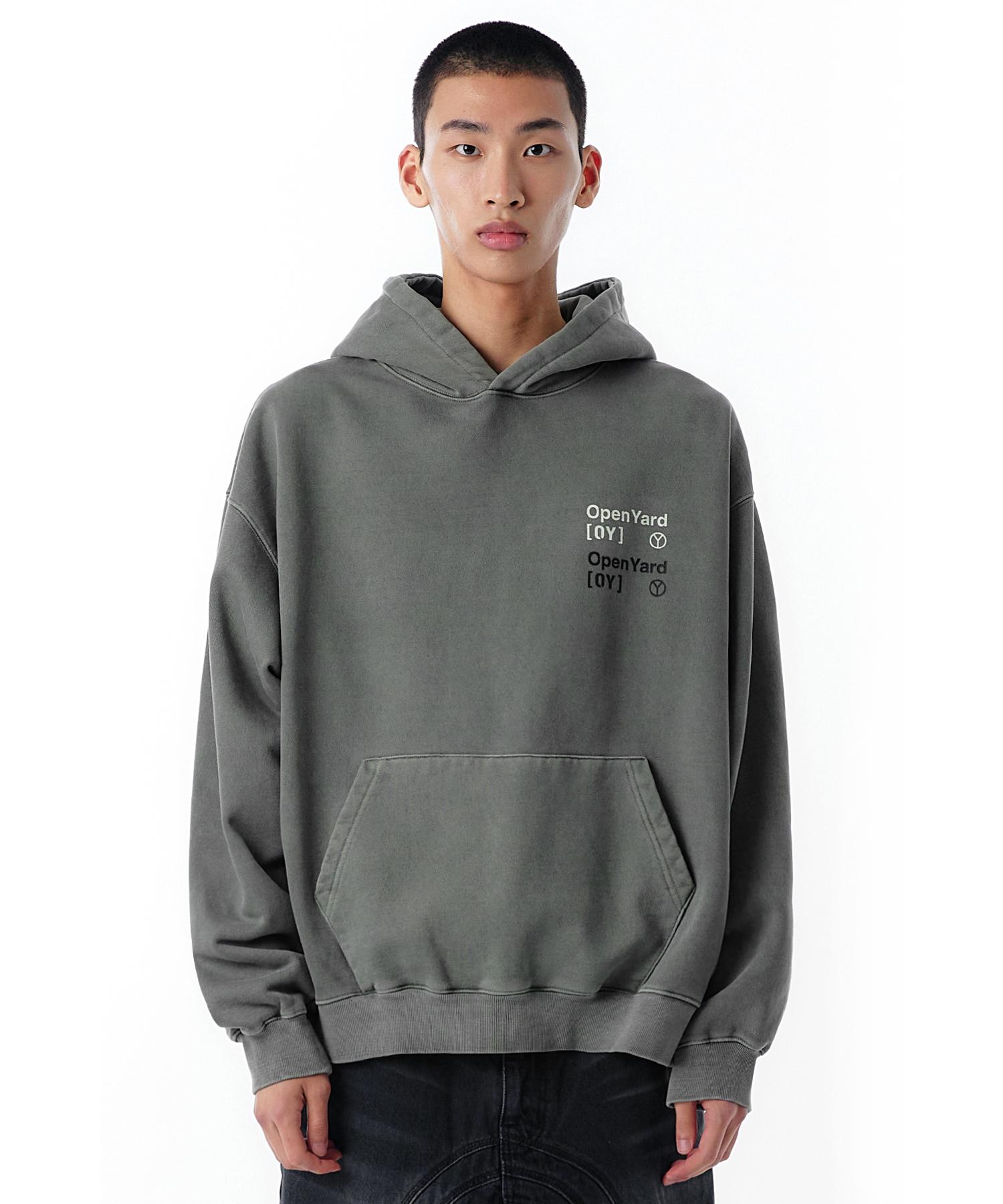 Oy Pigment Typo Hoodie-Khaki 2 Size