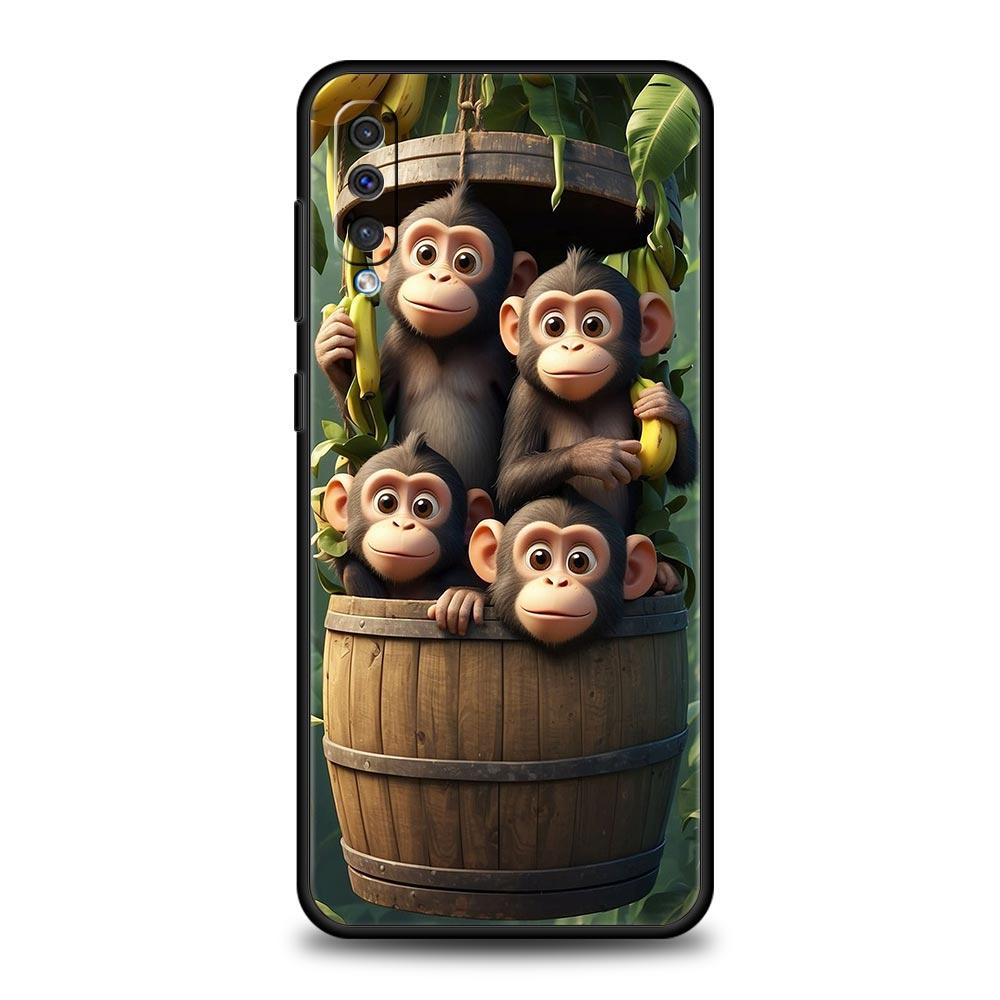 Monkey And Banana Phone Case for Samsung Galaxy A56 A36 A26 A16 A34 A24 A42 A22 A20 A12 A40 A30 A10 5G Soft TPU Cover Shell Bags