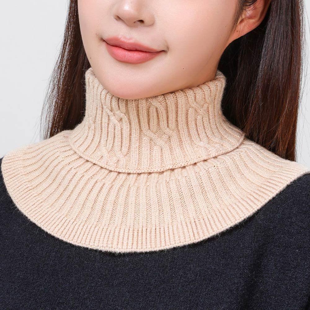 Knitted Fake Collar Scarf Women Warm Turtleneck Detachable False Collar Winter Windproof Scarf With Wooden Ears