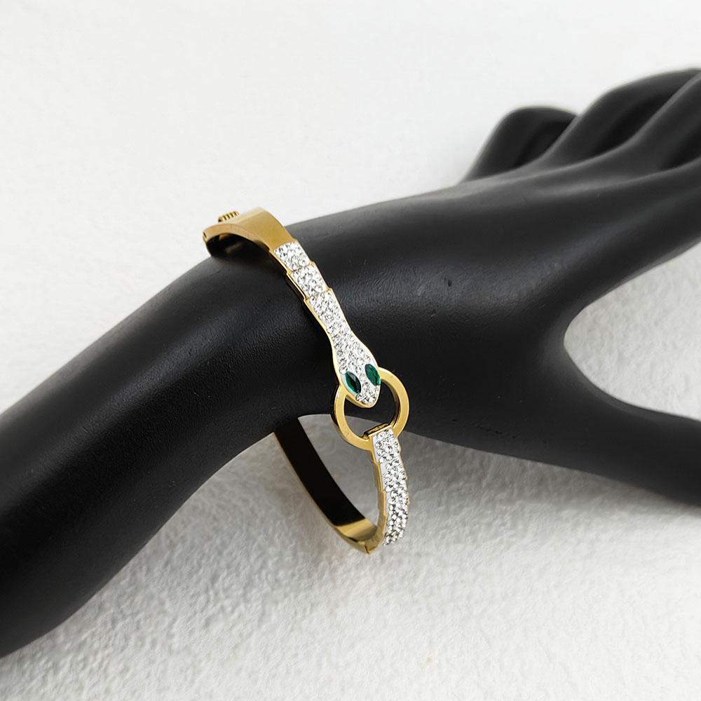 Metal Serpentine Zircon Women's Bracelet, Light Luxury 18k Stainless Steel Jewelry, Gift, Banquet, Personal Use, Accessory