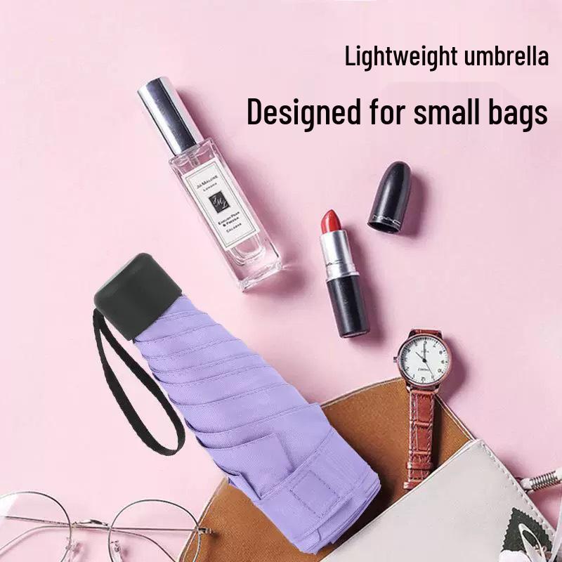 Compact Five-Fold Sunshade: Ultra-Light Mini Parasol with Black Glue Sun Protection