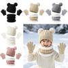 3Pcs/Set Winter Knitted Hats Scarfs Plush Bonnet Gloves Kits Children Scarf Hat Gloves Set  Kids