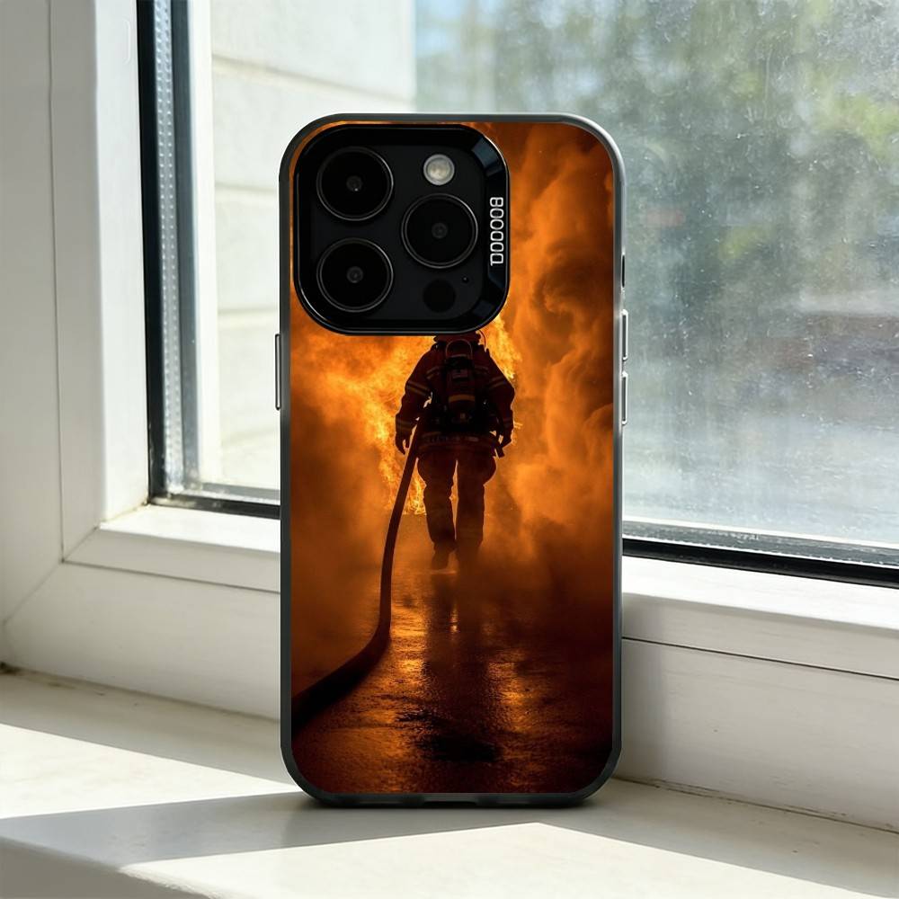 F-Fireman Firefighter Phone Case For iPhone 17,16,15,14,13,12,11 Plus,Pro Max,XS,Colored Silver Plated Inside Cover