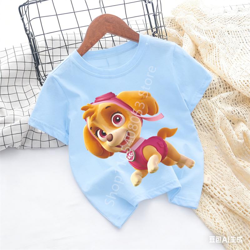 Cute Boys Girls Casuals Tops Summer Birthday Clothing Gift Hots Paw Patrol Kids Tshirts Kawaii Cartoon Character Printed Shirts
