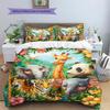 Animal Pattern Bedding Quilt Set Quilt Cover Pillowcase Home Decoration Gift (1 * Duvet Cover + 2 * Pillowcase, Without Core)
