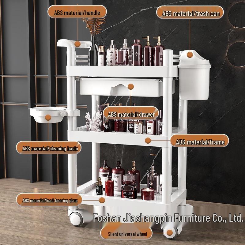 Compact Beauty Salon Trolley: Mobile Hand Push Storage Rack for Household Tools