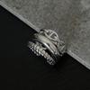 Trendy Korean Style Minimalist Twisted Double Layer Ring For Women With Vintage Charm