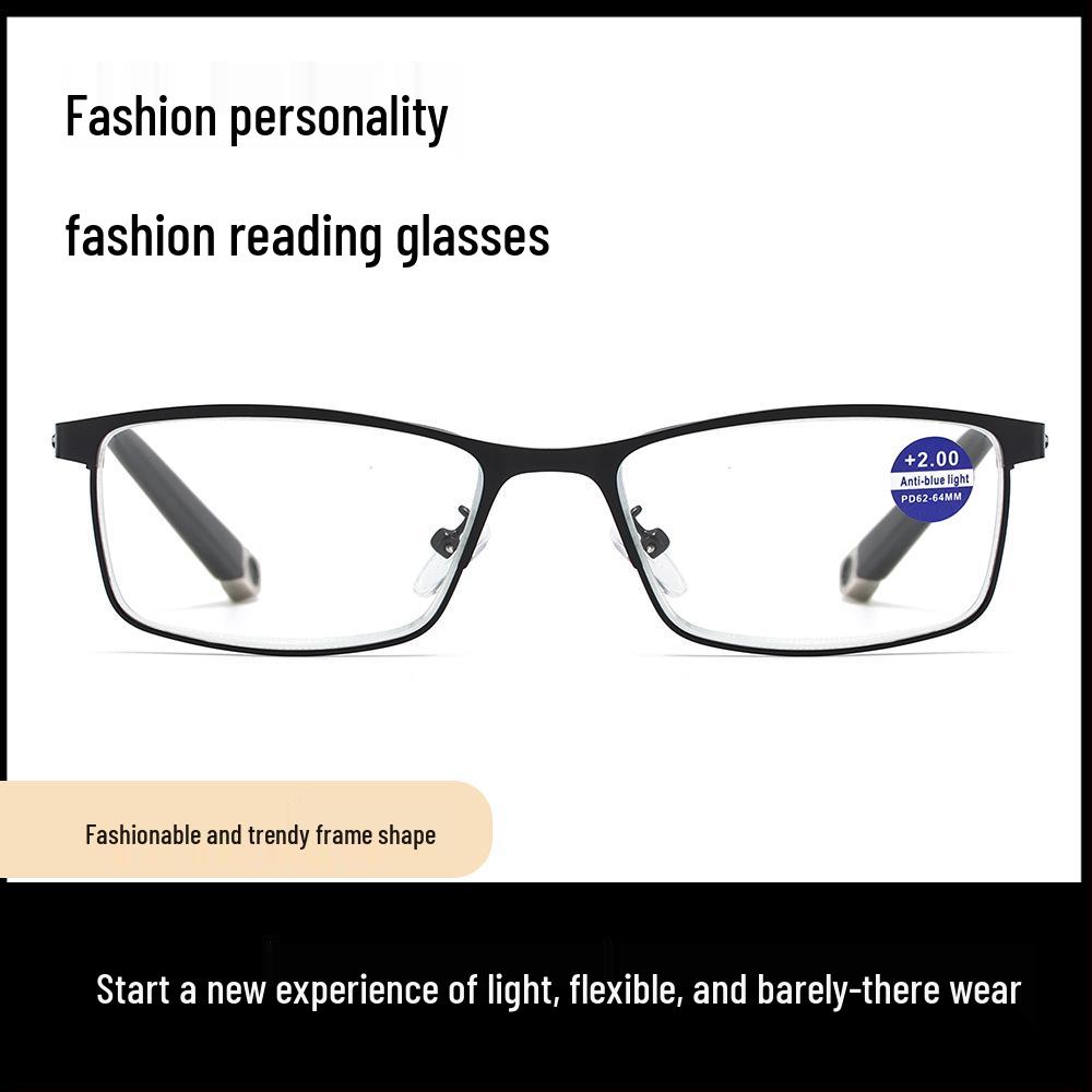 New Style Unisex 25° Reading Glasses with Anti-Blue Light Metal Frame and Plano Lenses