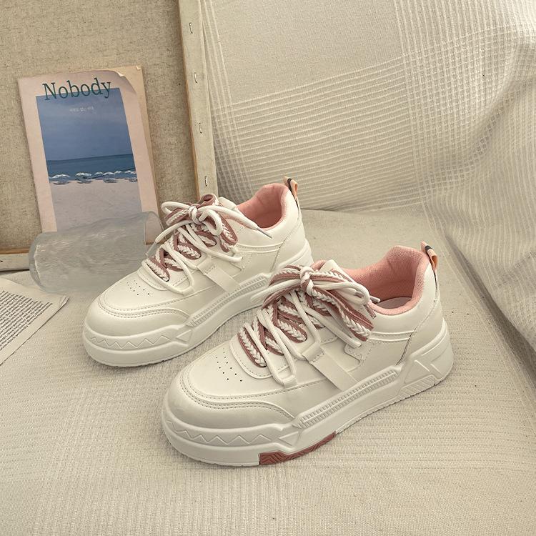 

Модные спортивные туфли на толстой подошве для женщин 2024 года, весна-лето, новый тренд, удобные и дышащие, универсальные, нескользящие кроссовки 40 розовый