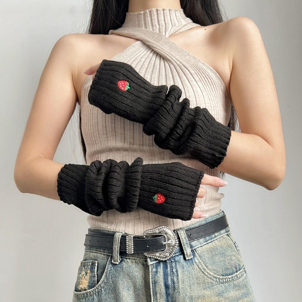 Knitted Warm Arm Sleeve Long Fingerless Gloves Fashion Arm Warmer Gloves  Autumn Winter