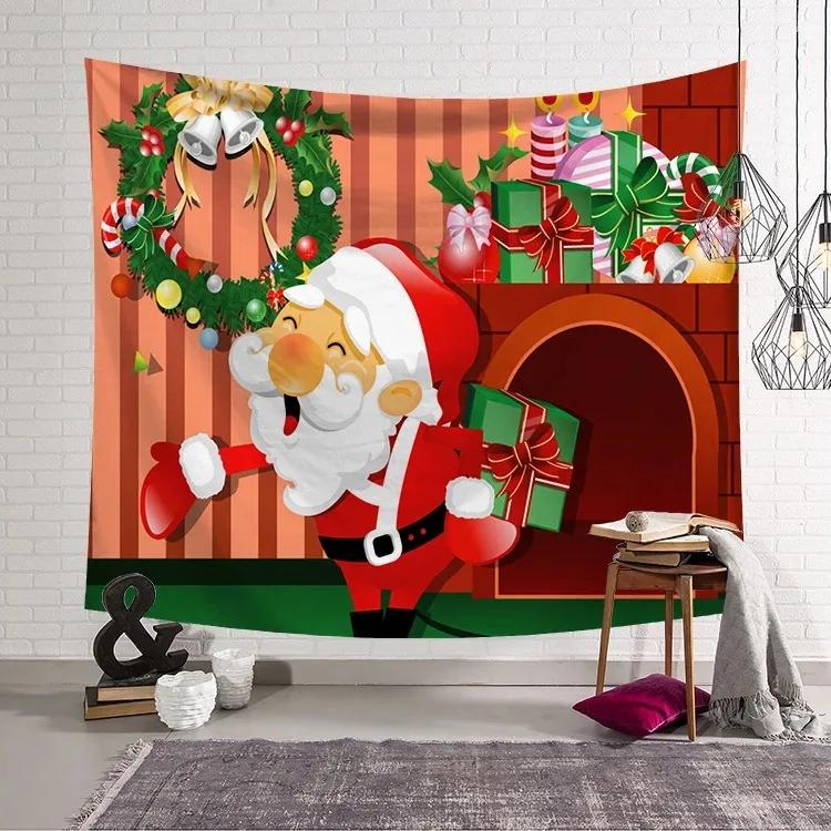 Christmas Pattern Tapestry Home Bedroom Living Room Wall Decoration Christmas Theme Tapestry