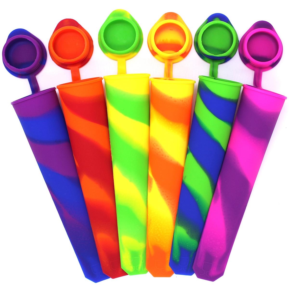 

6Pcs Popsicles Molds Silicone Ice Cream Mold Multi-Colored Popcical Molds DIY Popsicle Homemade Tools Summer Party Supplies