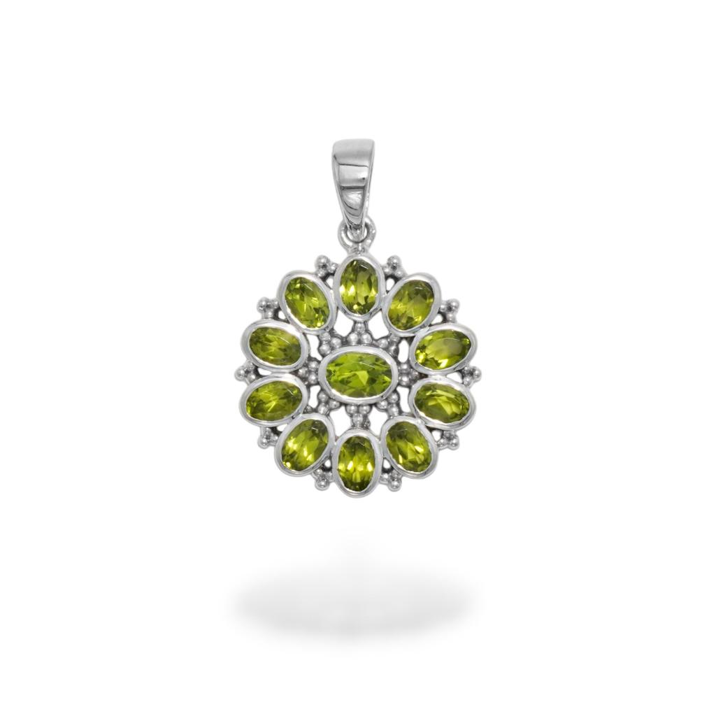 Citrine Floral Pendant, 925 Sterling Silver, Anniversary Gift