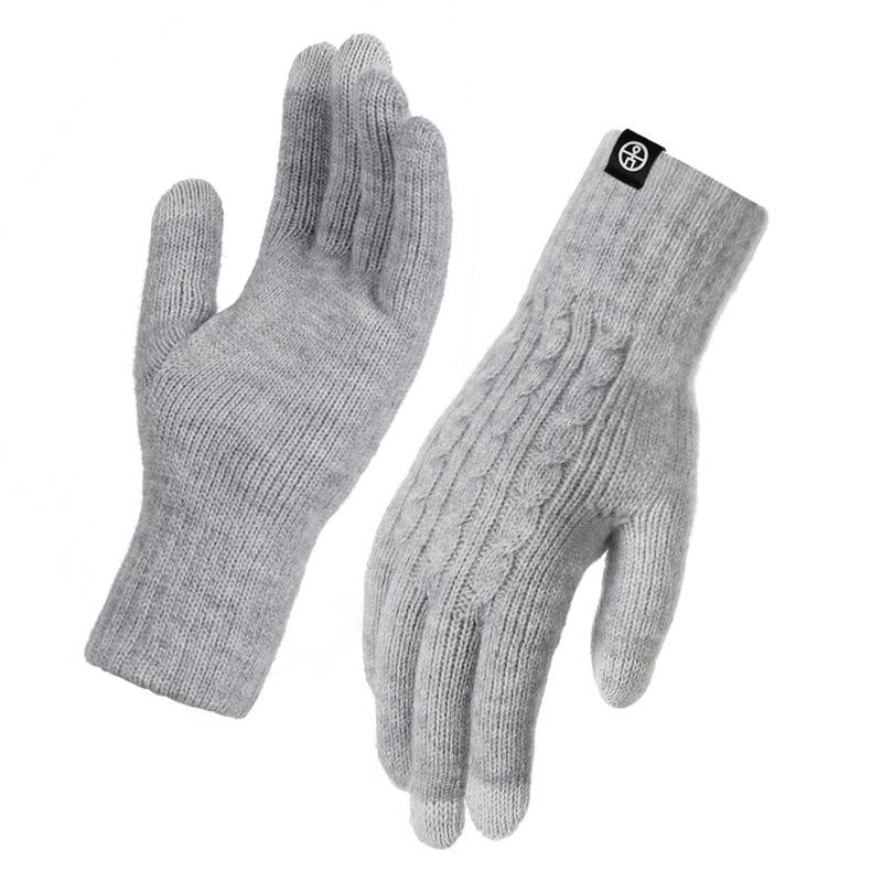 Winter Gloves for Women Crimped Knitted Gloves for Men, Cold Proof and Warm Touch Screen Riding Gloves Plus Velvet Thickened Gloves for Women