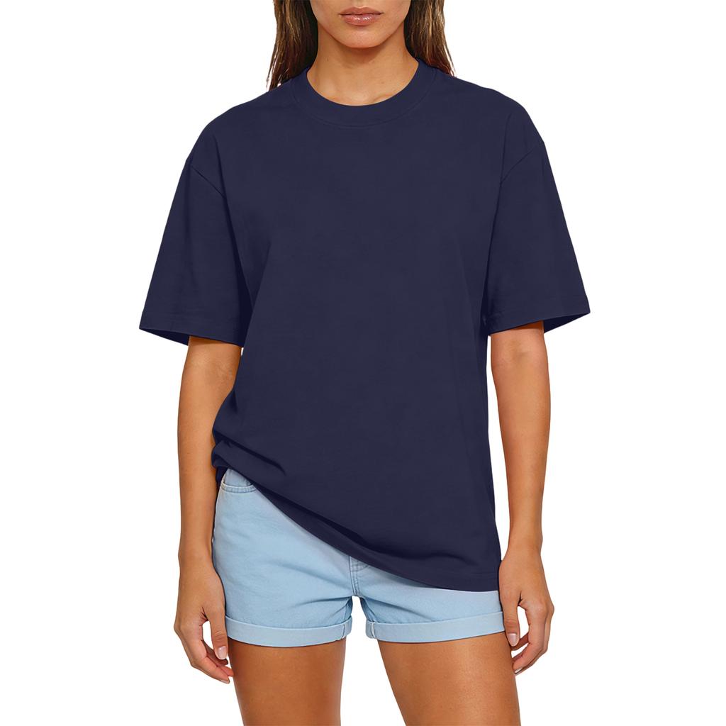 Women’s Basic Crew Neck Short Sleeve T Shirt Loose Fit Casual Plain Tee Comfortable Cotton Top