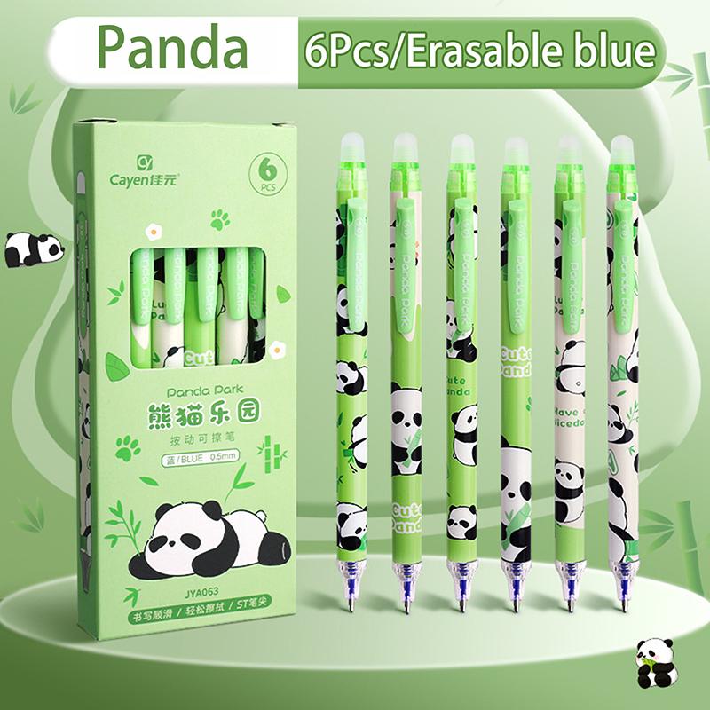 6Pcs Cute Capybara Panda Gel Pens Set Erasable Pens Office School Supplies Kawaii Aesthetic Stationery