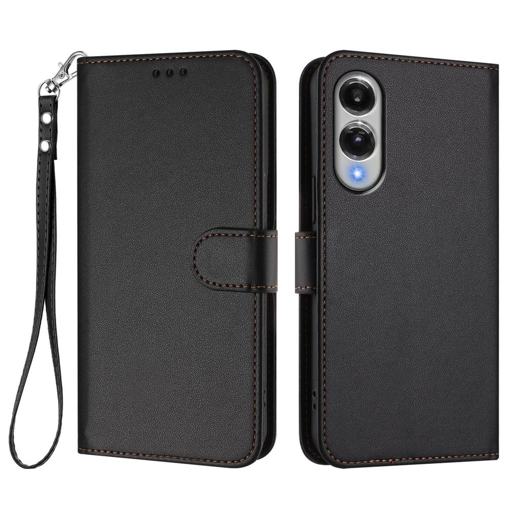 For Samsung Galaxy S25 Edge Leather Case Wallet Stand Phone Cover with Wrist Strap