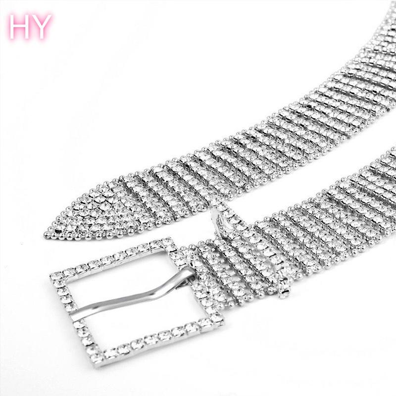 HY Bling Belt Ladies Women Luxury Bling Waist Full Diamond Rhinestone Chain Belt