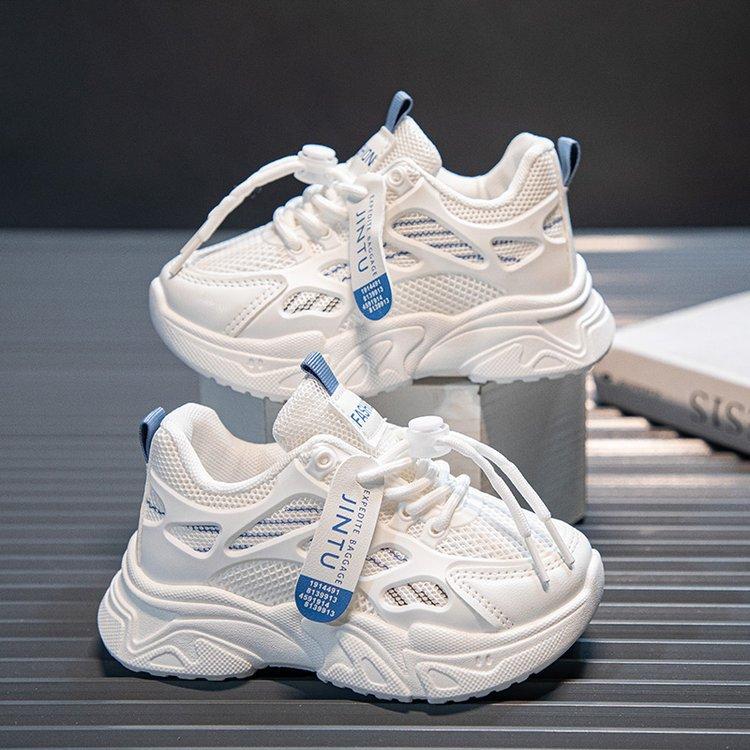 

Girls White Shoes Spring Autumn Comfortable Soft Sole Casual Sneakers Breathable Mesh Kids Walking Shoes size 26 синий