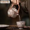 230ml Retro Old Rock Mud Vine Weaving Beam Teapot Flower Gilded Silver Pot Tea Brewing Kettle Ball Filter Kung Fu Teaset Gifts